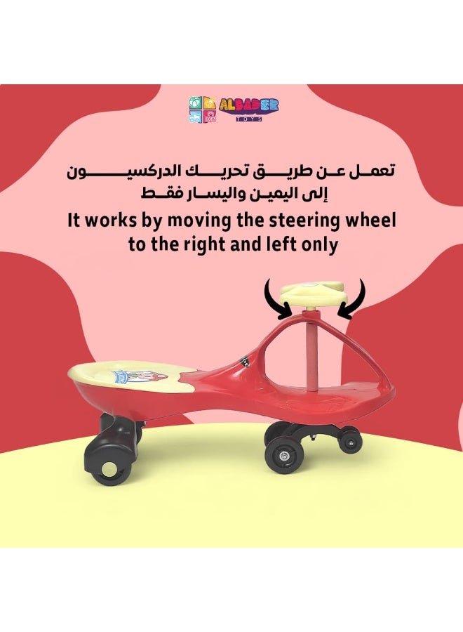 AL BADER Misura Twister Magic Ride on Kids Car, Kids Ride-On Twist Car With No Batteries, Push Ride on Toy Baby Car For Ages 2-6 Years, Swing Car Sliding PU Wheels Swing Anti-rollover Walker, Red - Image 2